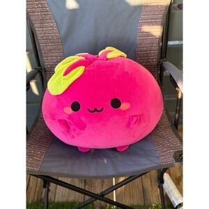 SMOKO Pink Fruit Plush Pillow Kawaii Stuffed Animal Cute Face Desk Decor